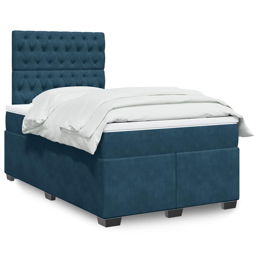 Boxspring met matras fluweel blauw 120x200 cm – afbeelding 1