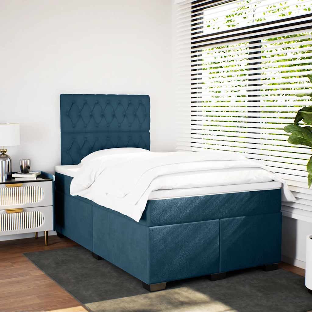 Boxspring met matras fluweel blauw 120x200 cm – afbeelding 3