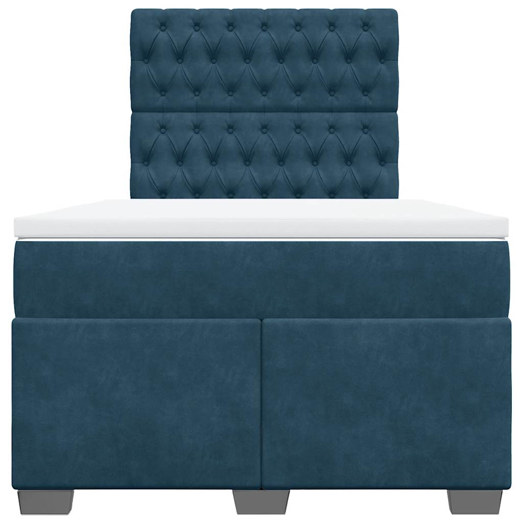 Boxspring met matras fluweel blauw 120x200 cm – afbeelding 4