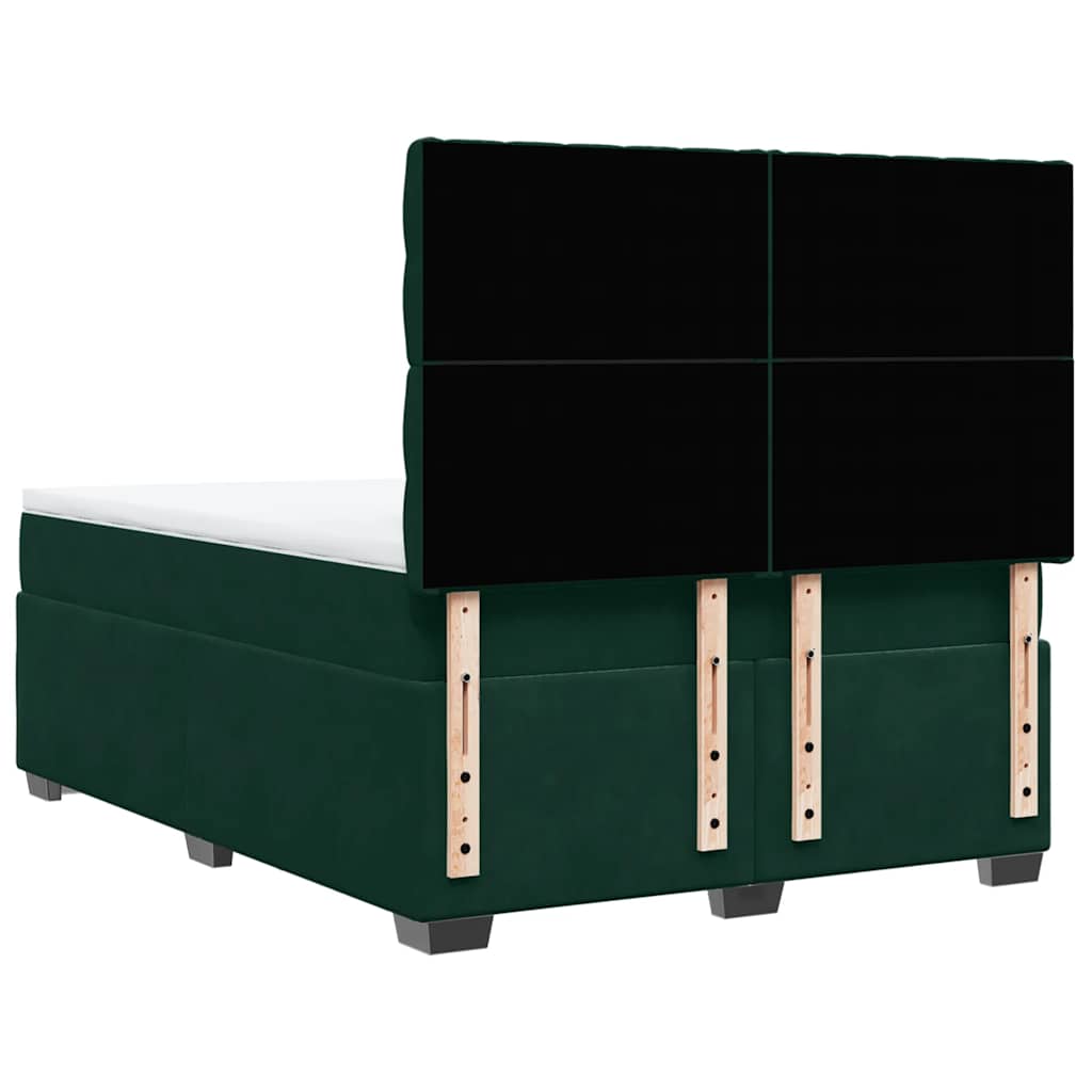 Boxspring met matras fluweel donkergroen 140x200 cm – afbeelding 10