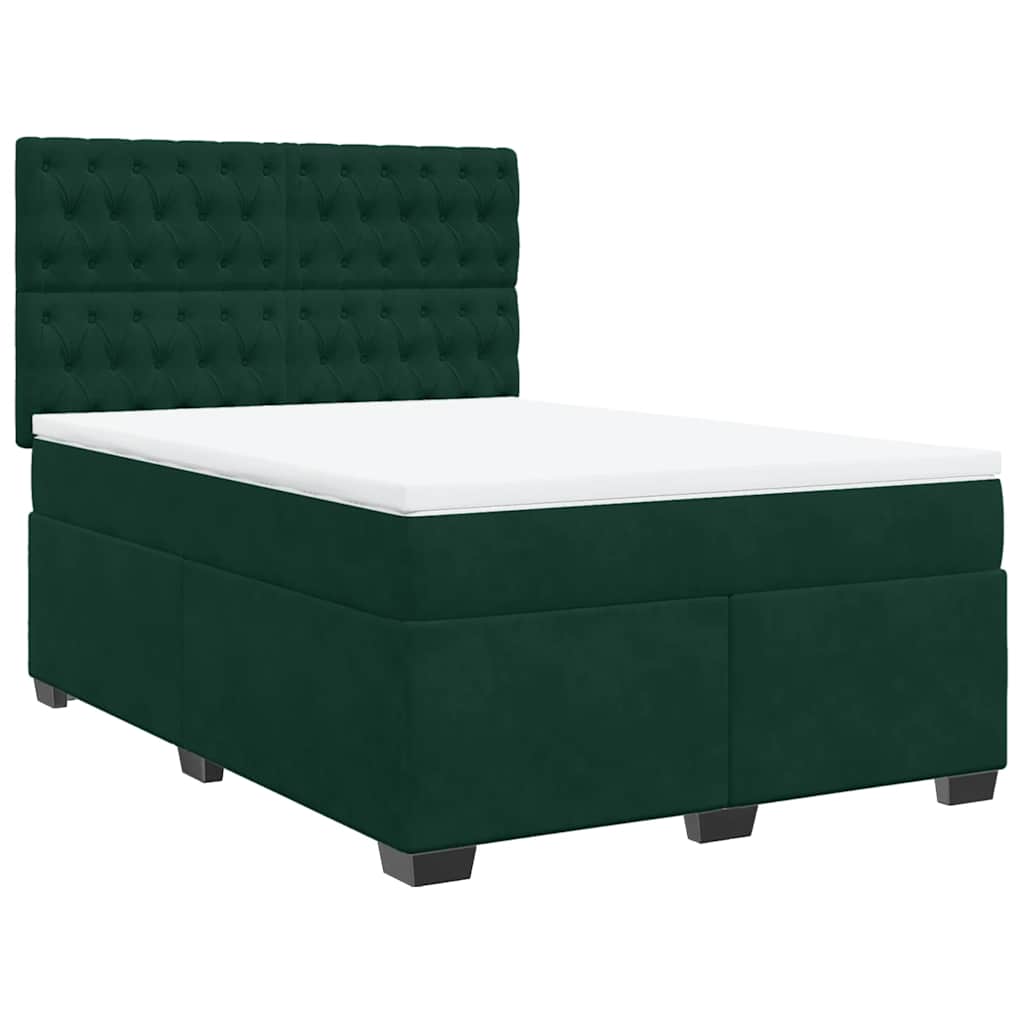 Boxspring met matras fluweel donkergroen 140x200 cm – afbeelding 2