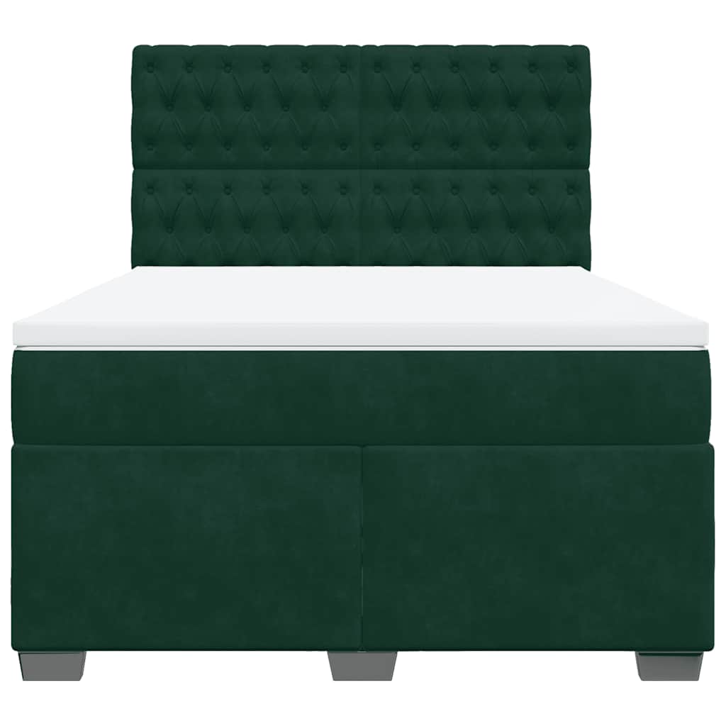 Boxspring met matras fluweel donkergroen 140x200 cm – afbeelding 4