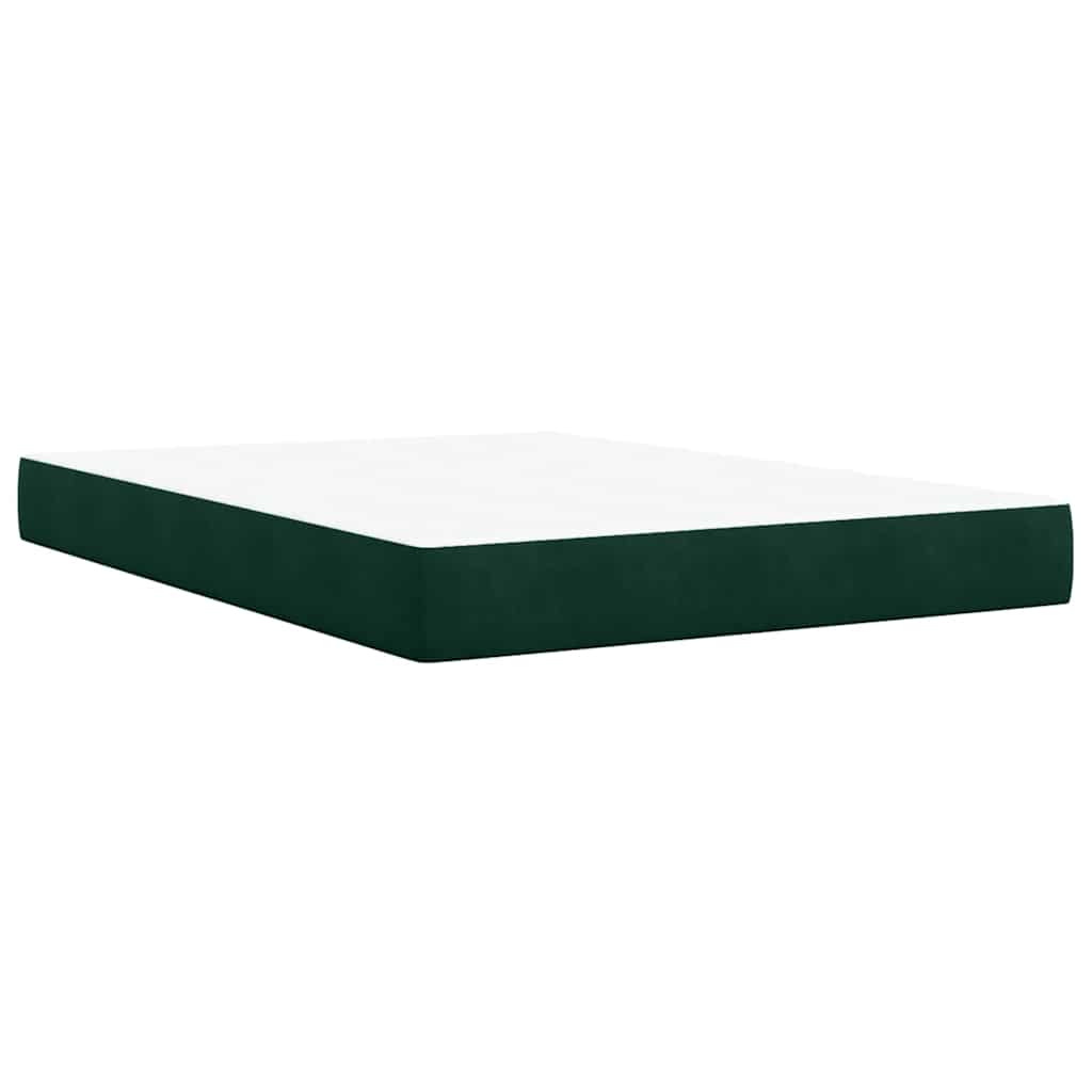 Boxspring met matras fluweel donkergroen 140x200 cm – afbeelding 6