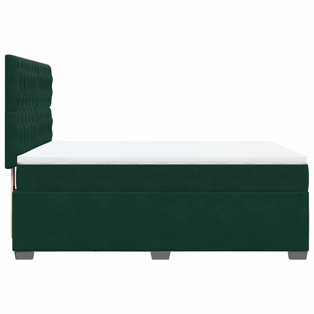 Boxspring met matras fluweel donkergroen 140x200 cm – afbeelding 9