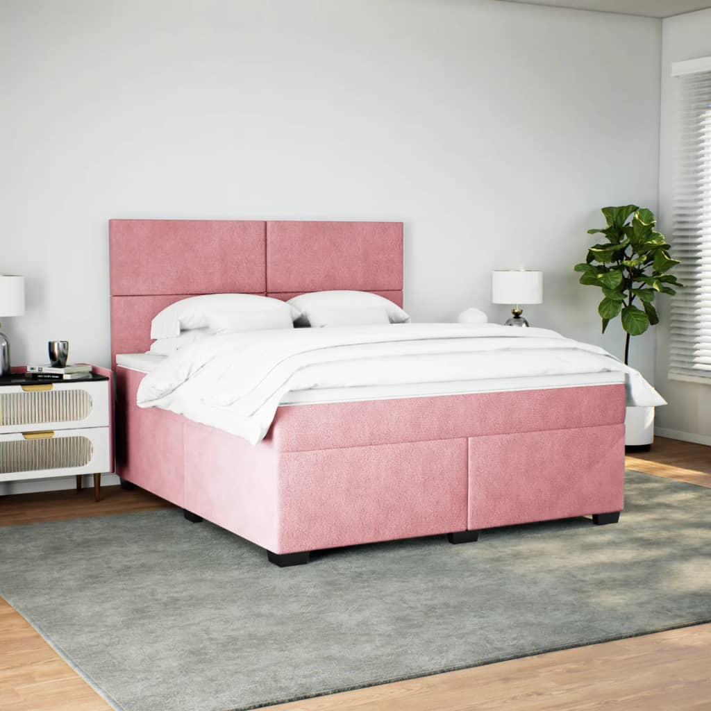 Boxspring met matras fluweel roze 180x200 cm – afbeelding 3