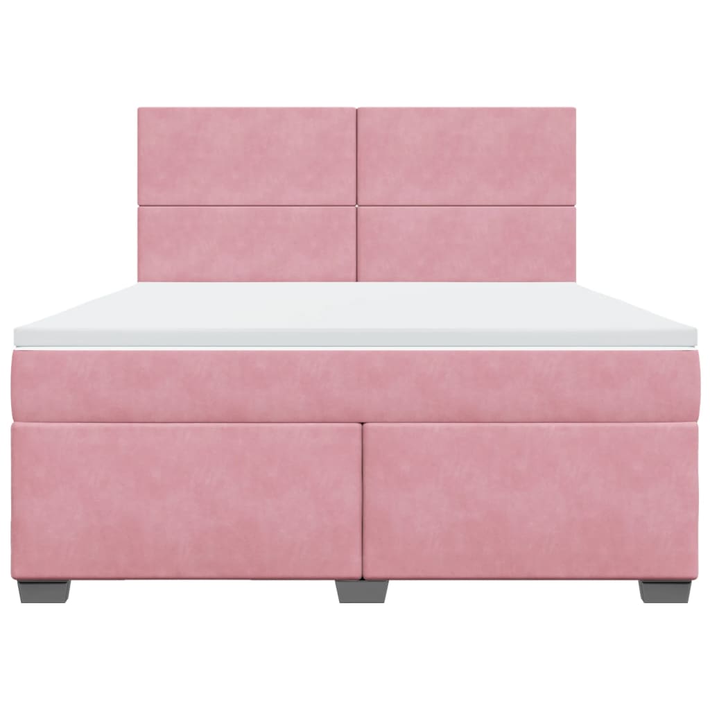 Boxspring met matras fluweel roze 180x200 cm – afbeelding 4