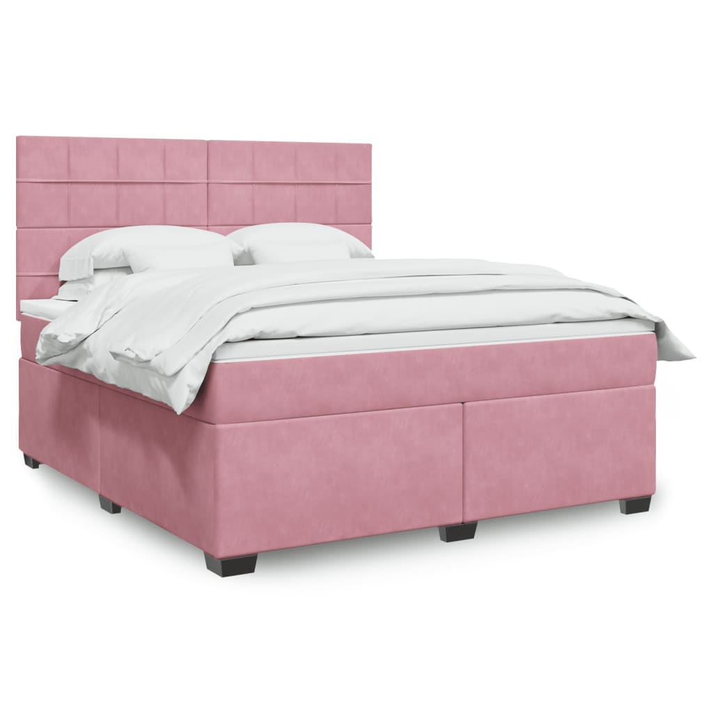 Boxspring met matras fluweel roze 180x200 cm – afbeelding 1