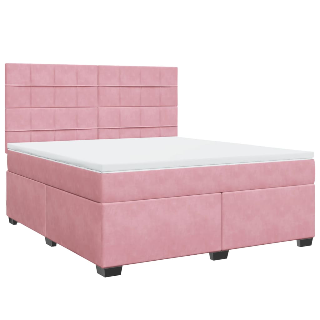 Boxspring met matras fluweel roze 180x200 cm – afbeelding 2