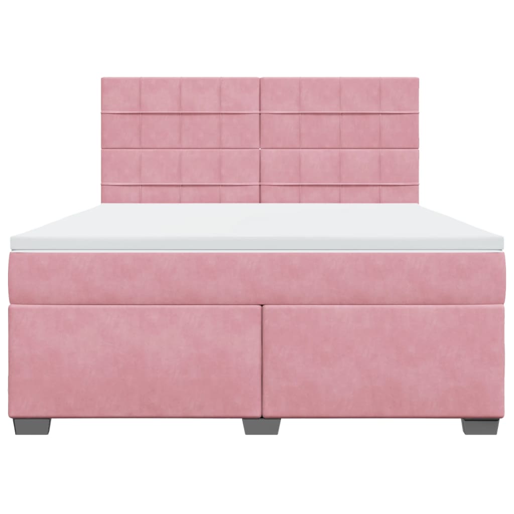 Boxspring met matras fluweel roze 180x200 cm – afbeelding 4