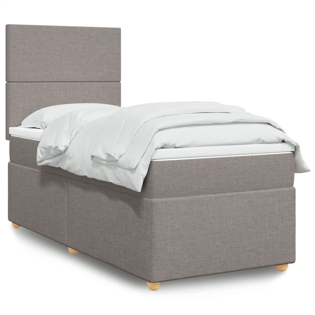 Boxspring met matras stof taupe 80x200 cm – afbeelding 1