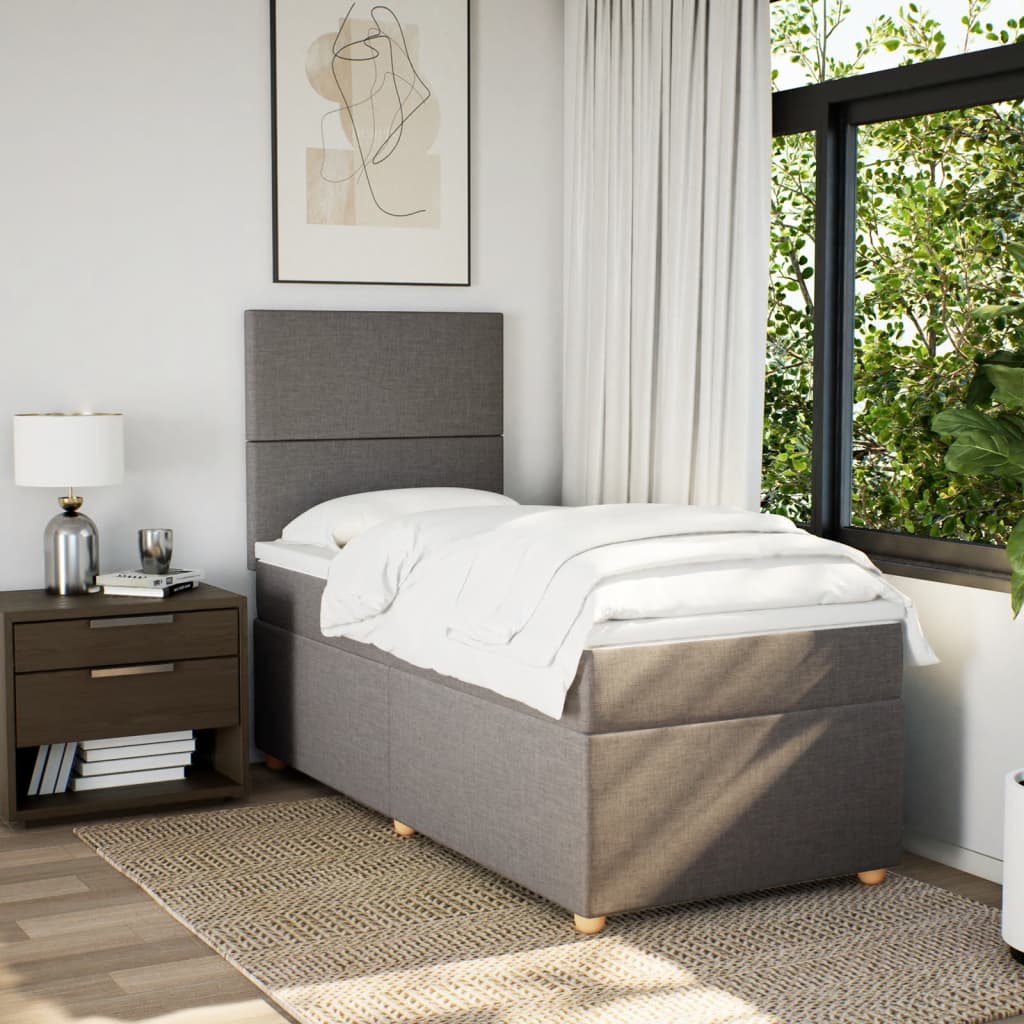 Boxspring met matras stof taupe 80x200 cm – afbeelding 3