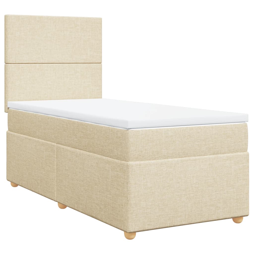 Boxspring met matras stof crèmekleurig 80x200 cm – afbeelding 2