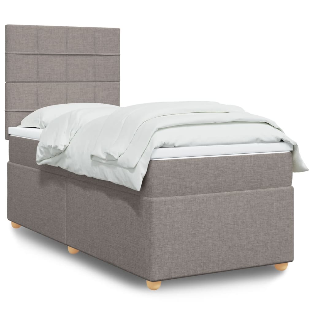 Boxspring met matras stof taupe 80x200 cm – afbeelding 1