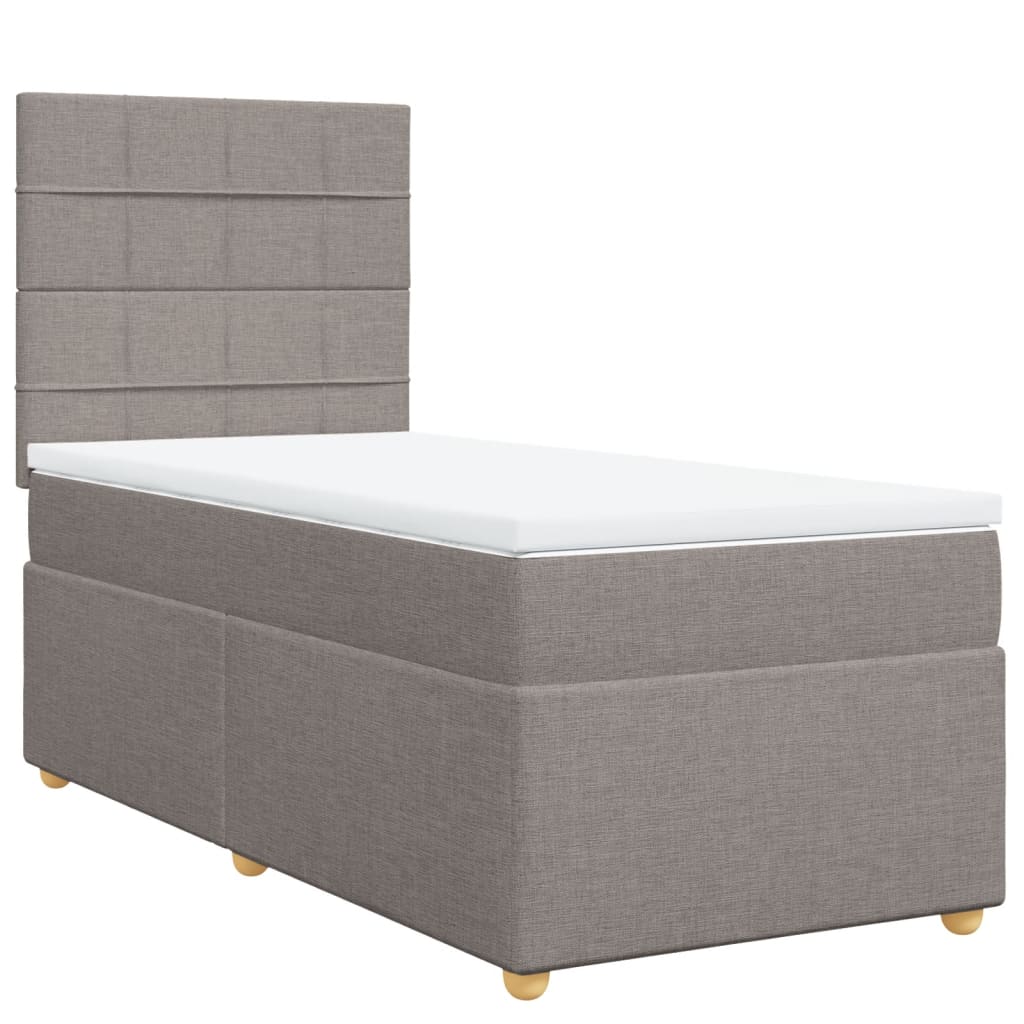 Boxspring met matras stof taupe 80x200 cm – afbeelding 2