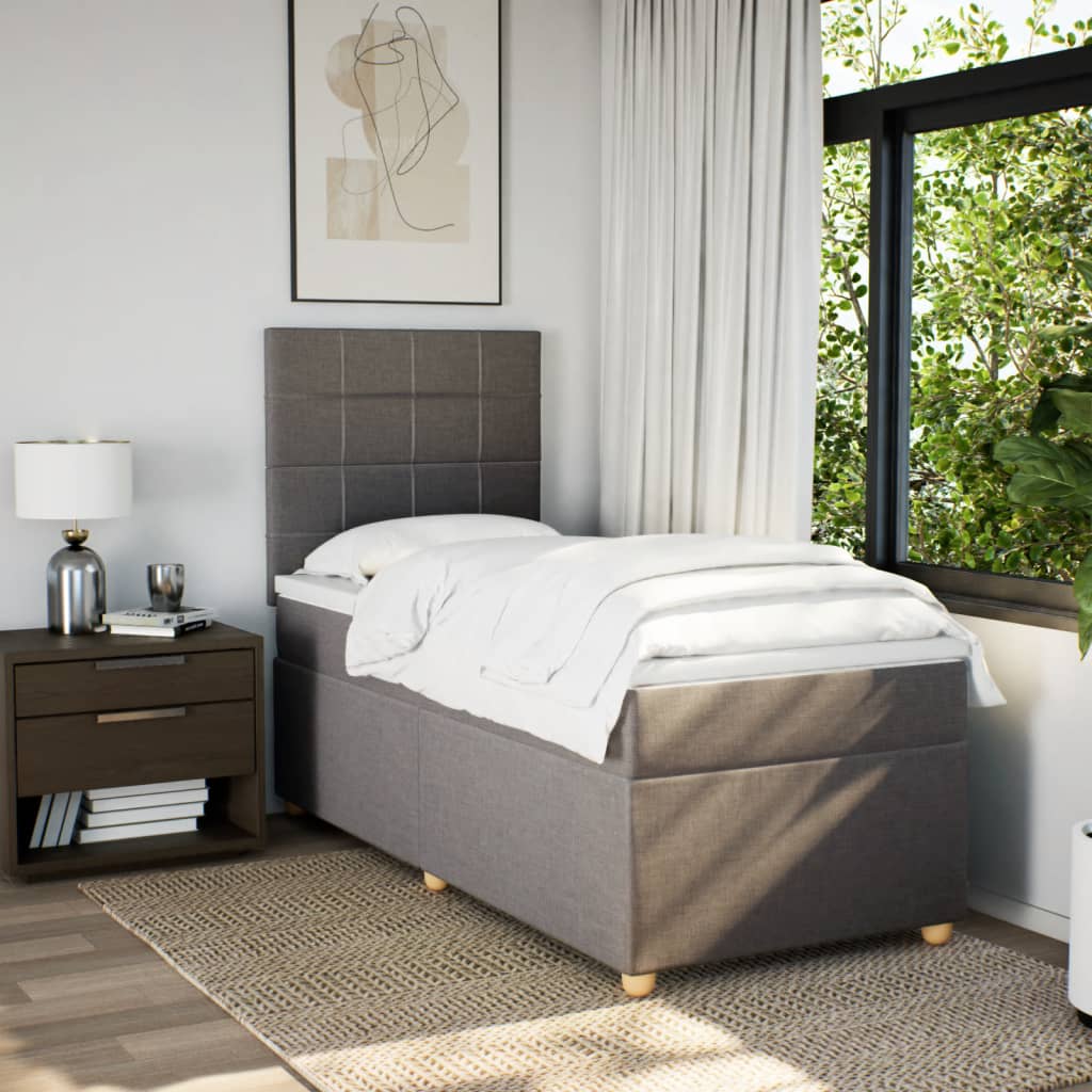 Boxspring met matras stof taupe 80x200 cm – afbeelding 3