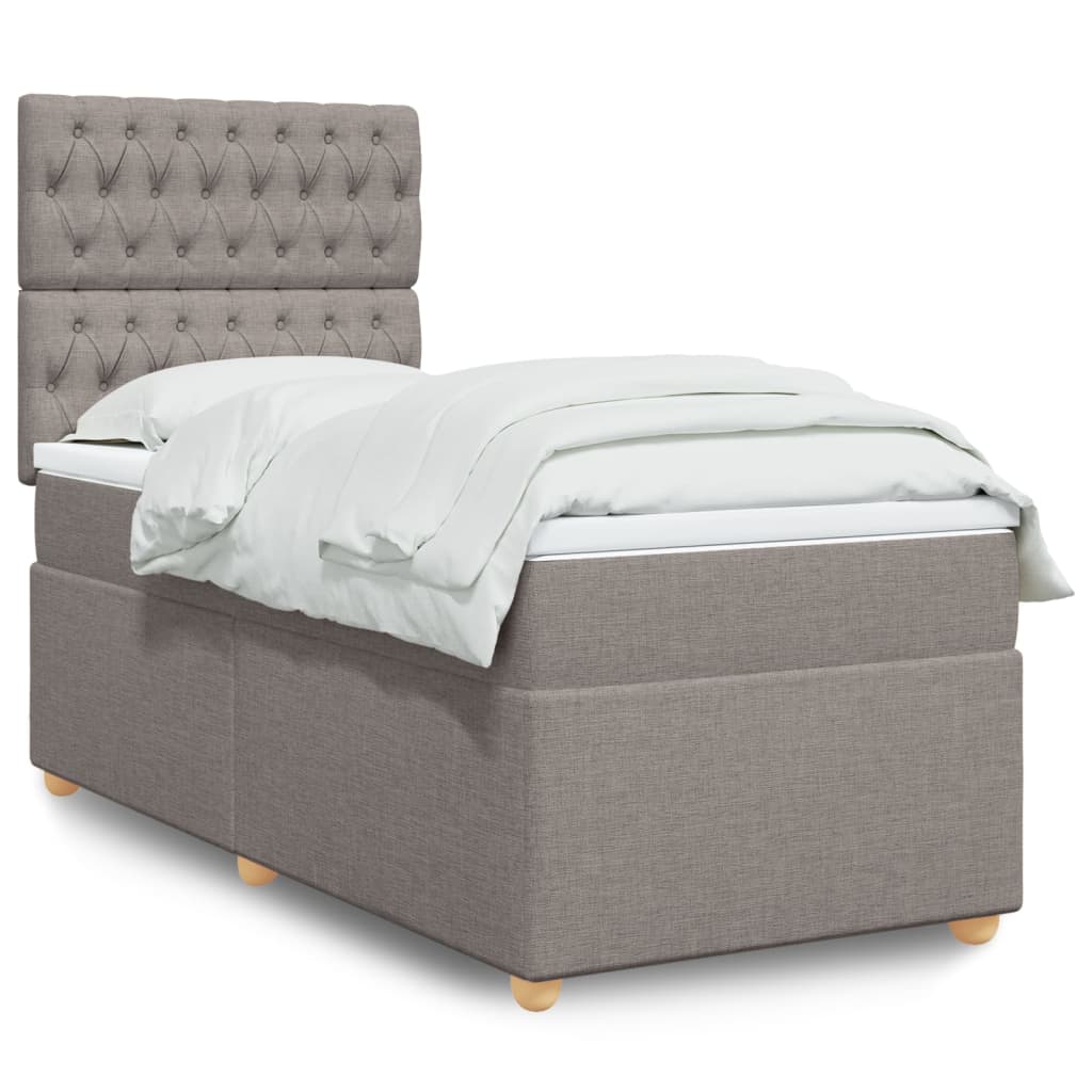 Boxspring met matras stof taupe 80x200 cm – afbeelding 1
