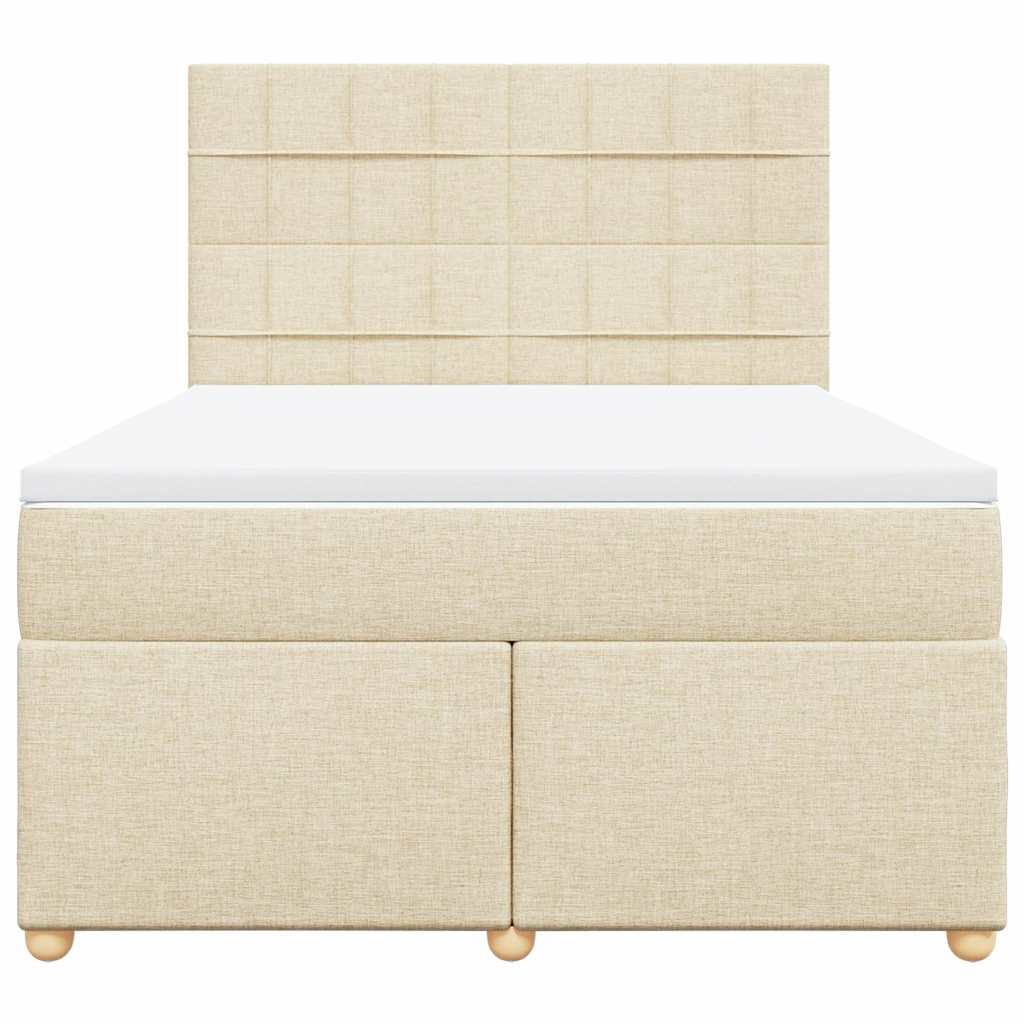 Boxspring met matras stof crèmekleurig 140x190 cm – afbeelding 4