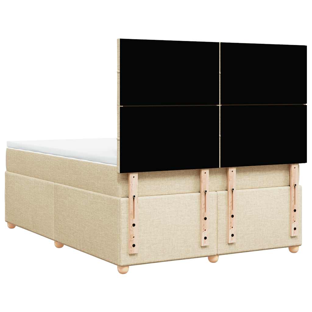 Boxspring met matras stof crèmekleurig 140x190 cm – afbeelding 6