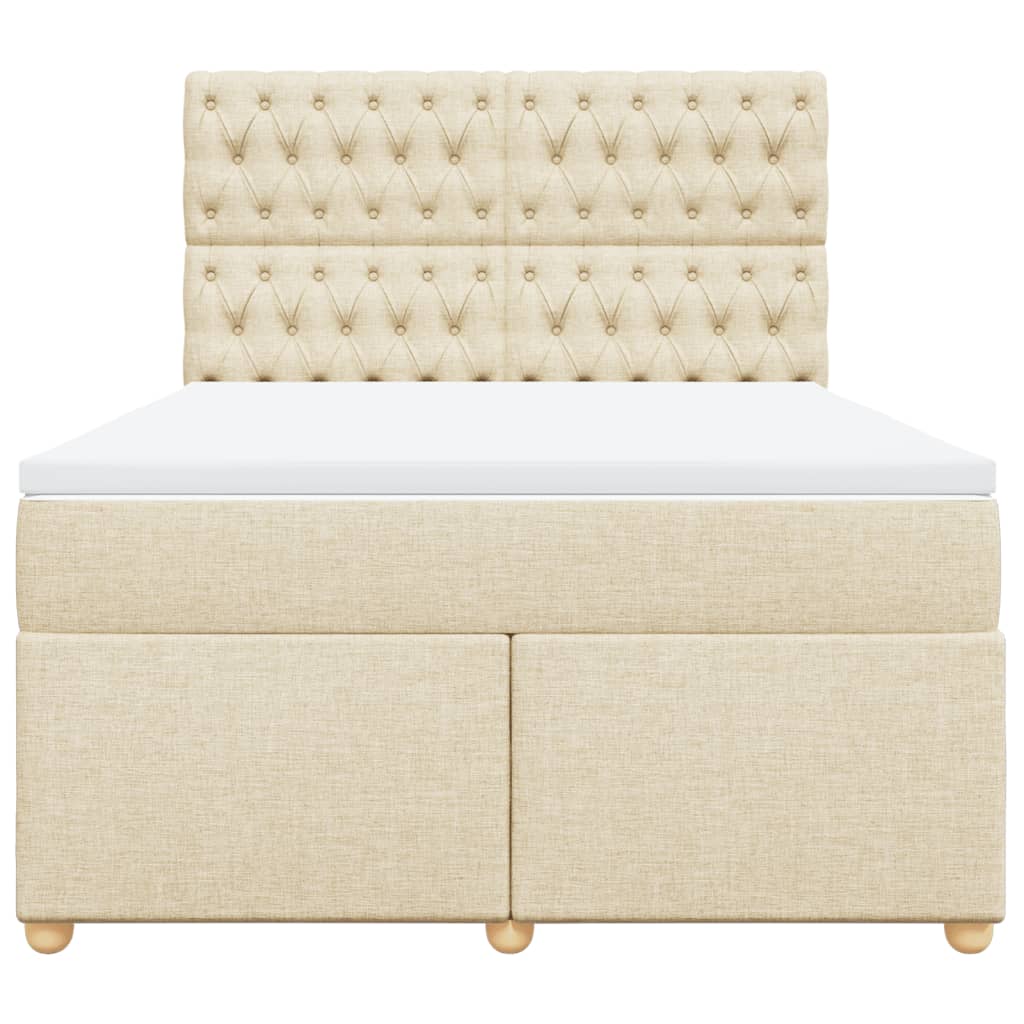 Boxspring met matras stof crèmekleurig 140x190 cm – afbeelding 4