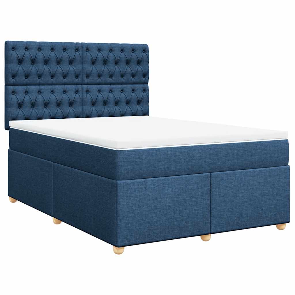 Boxspring met matras stof blauw 140x190 cm – afbeelding 2