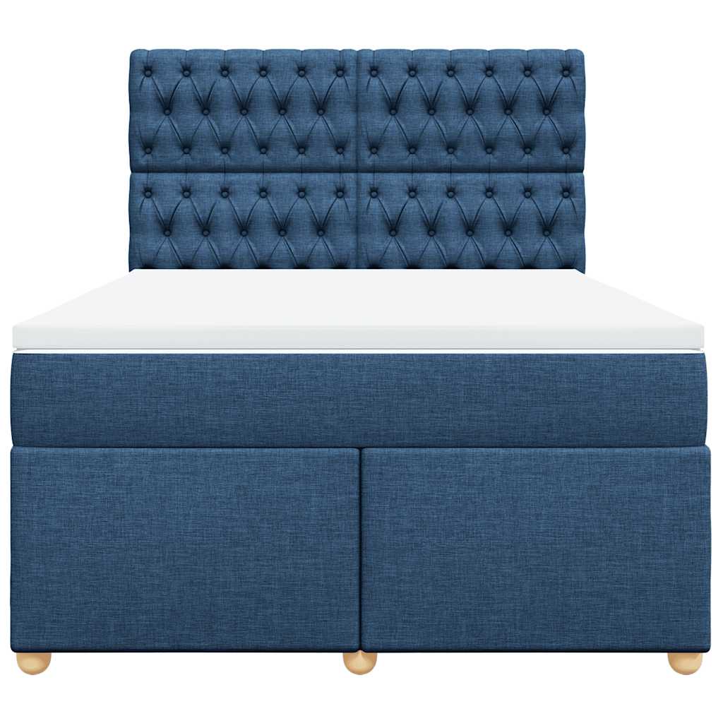 Boxspring met matras stof blauw 140x190 cm – afbeelding 4