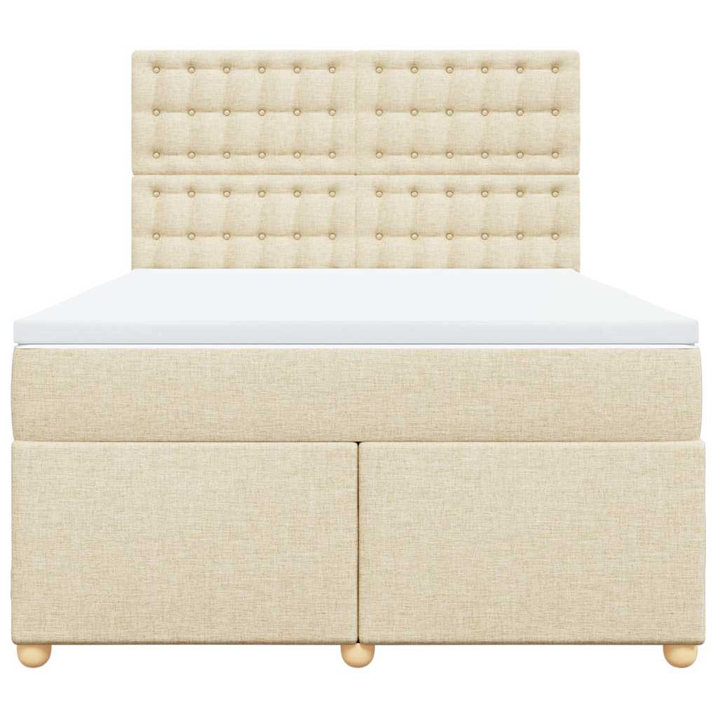 Boxspring met matras stof crèmekleurig 140x190 cm – afbeelding 4