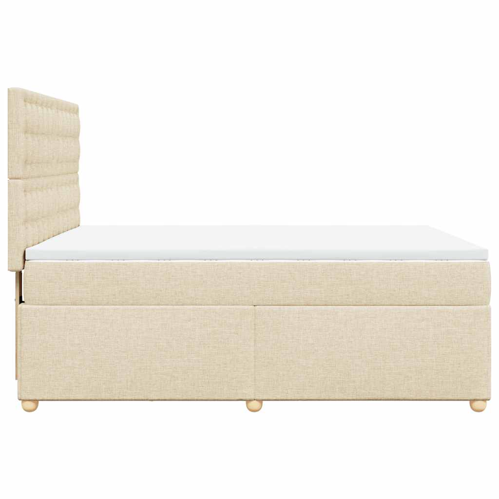 Boxspring met matras stof crèmekleurig 140x190 cm – afbeelding 5