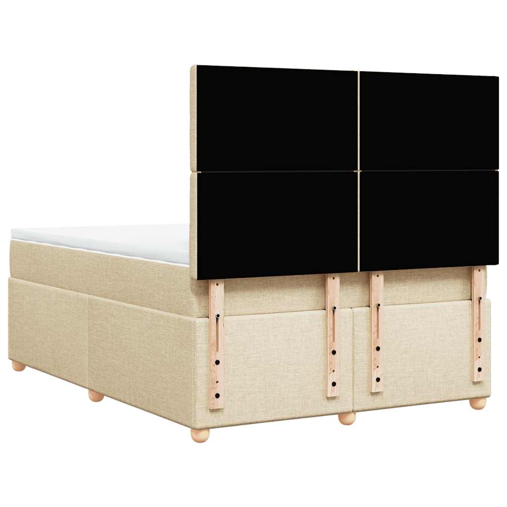 Boxspring met matras stof crèmekleurig 140x190 cm – afbeelding 6