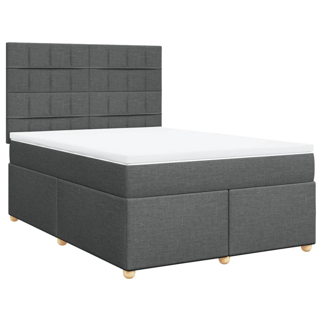 Boxspring met matras stof donkergrijs 140x200 cm – afbeelding 2