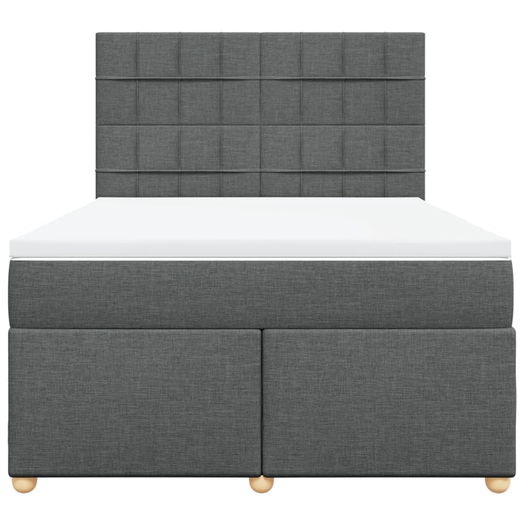 Boxspring met matras stof donkergrijs 140x200 cm – afbeelding 4