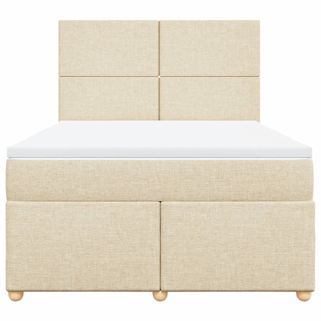 Boxspring met matras stof crèmekleurig 160x200 cm – afbeelding 4