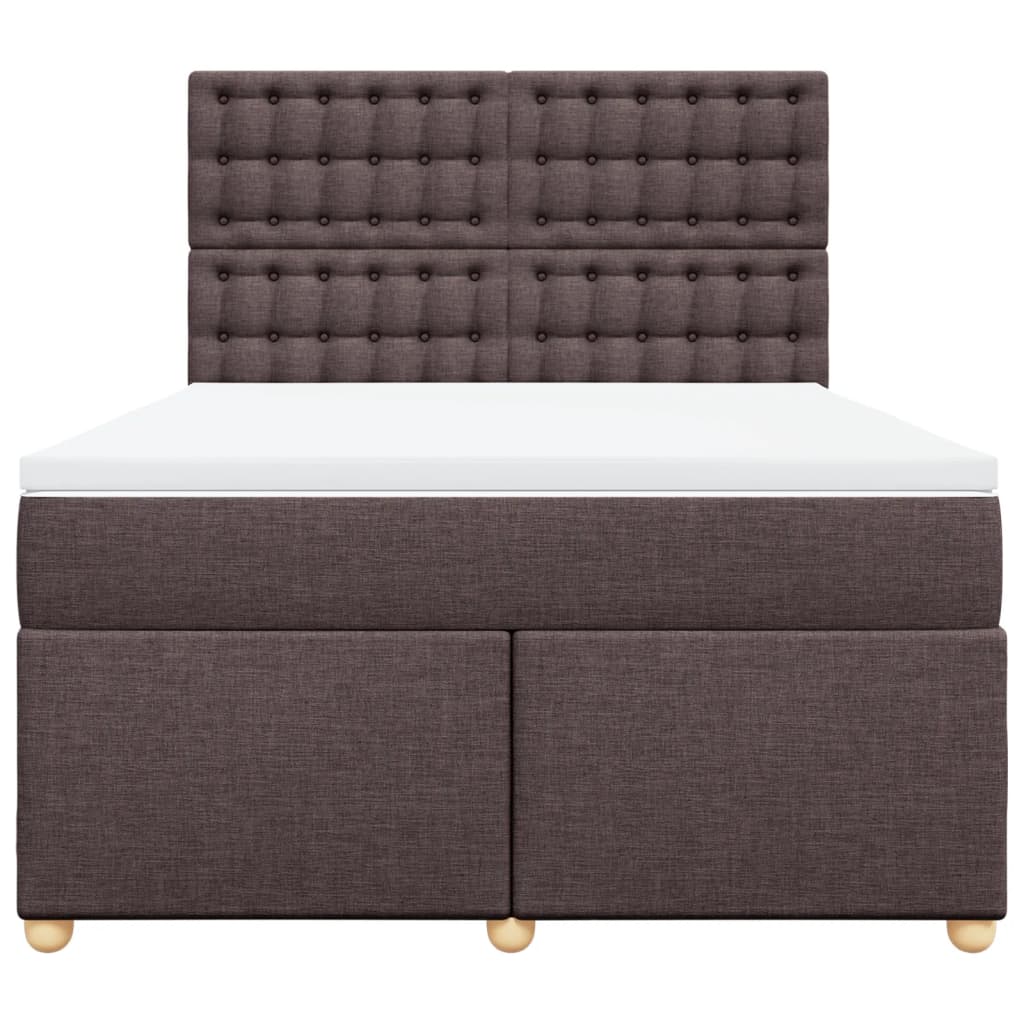 Boxspring met matras stof donkerbruin 160x200 cm – afbeelding 4
