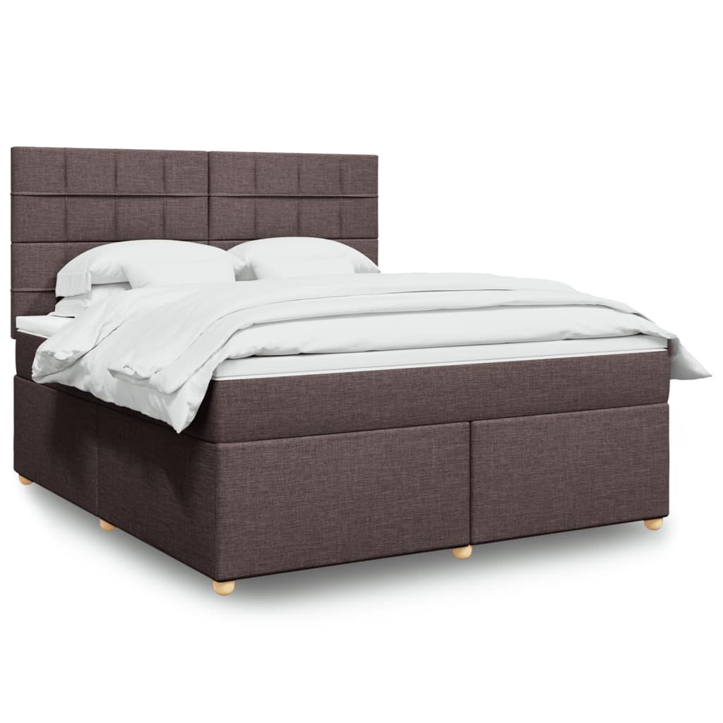 Boxspring met matras stof donkerbruin 180x200 cm – afbeelding 1