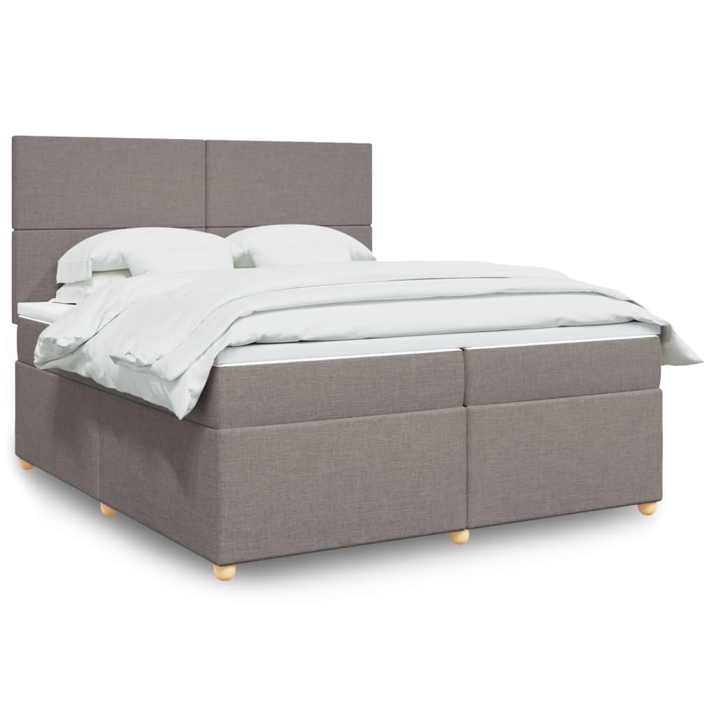 Boxspring met matras stof taupe 200x200 cm – afbeelding 1