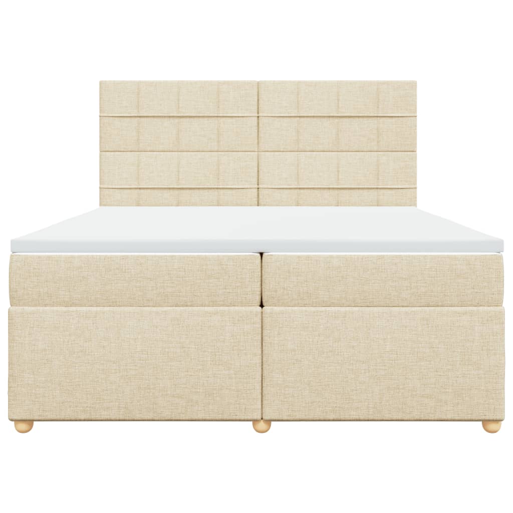 Boxspring met matras stof crèmekleurig 200x200 cm – afbeelding 4