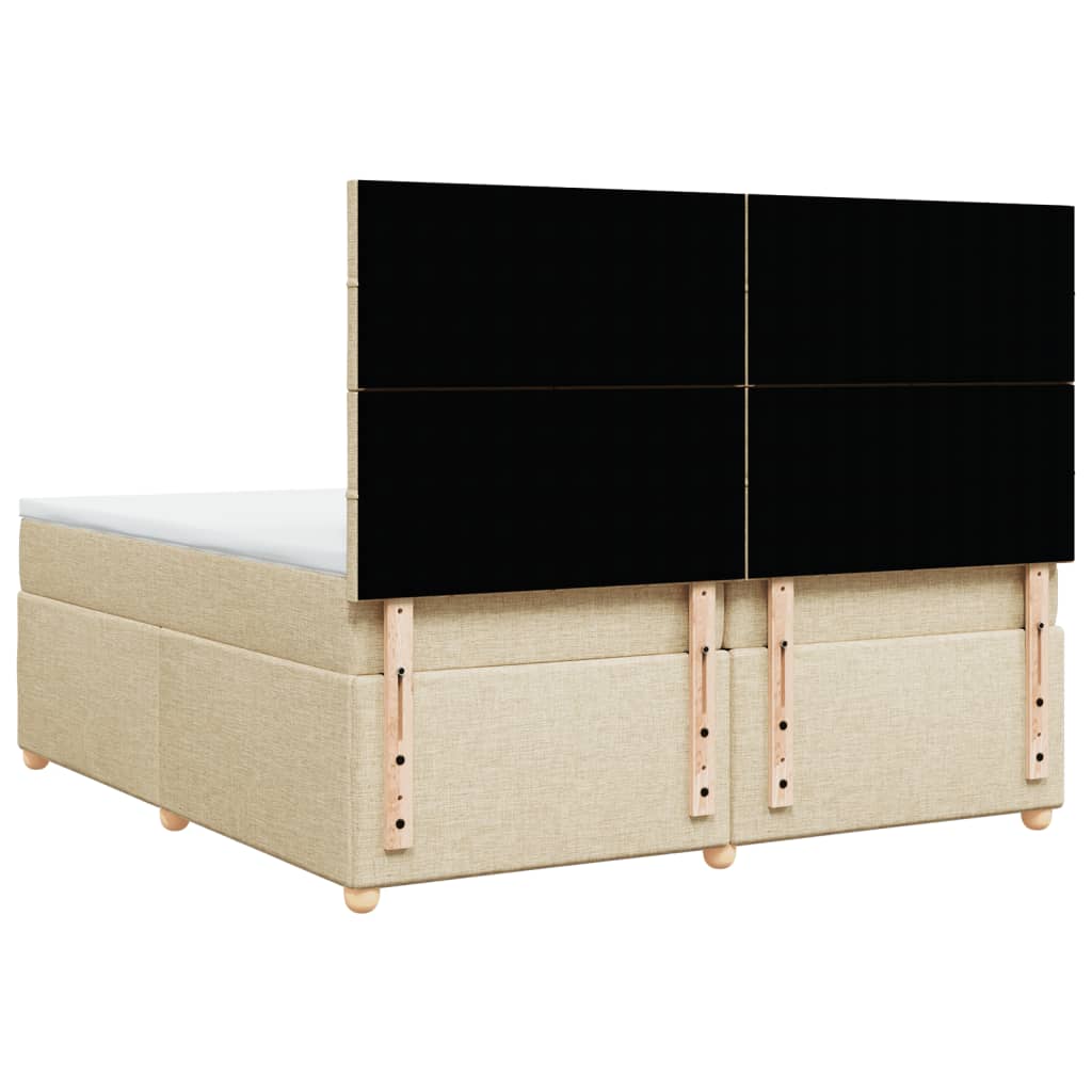Boxspring met matras stof crèmekleurig 200x200 cm – afbeelding 6