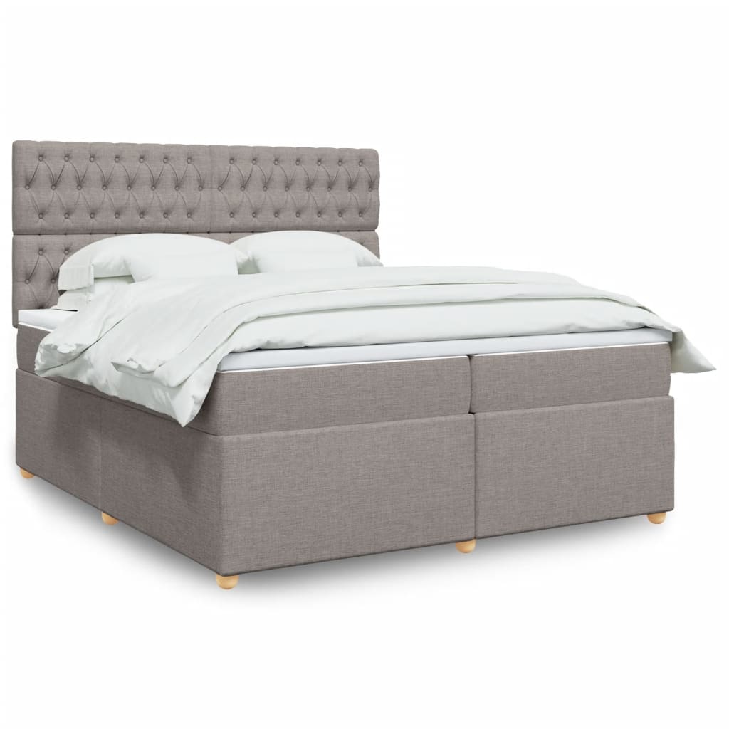 Boxspring met matras stof taupe 200x200 cm – afbeelding 1