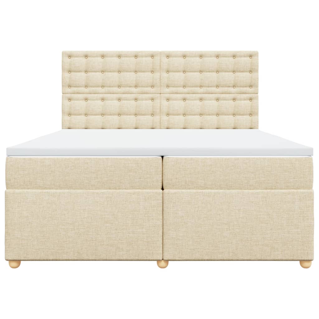 Boxspring met matras stof crèmekleurig 200x200 cm – afbeelding 4