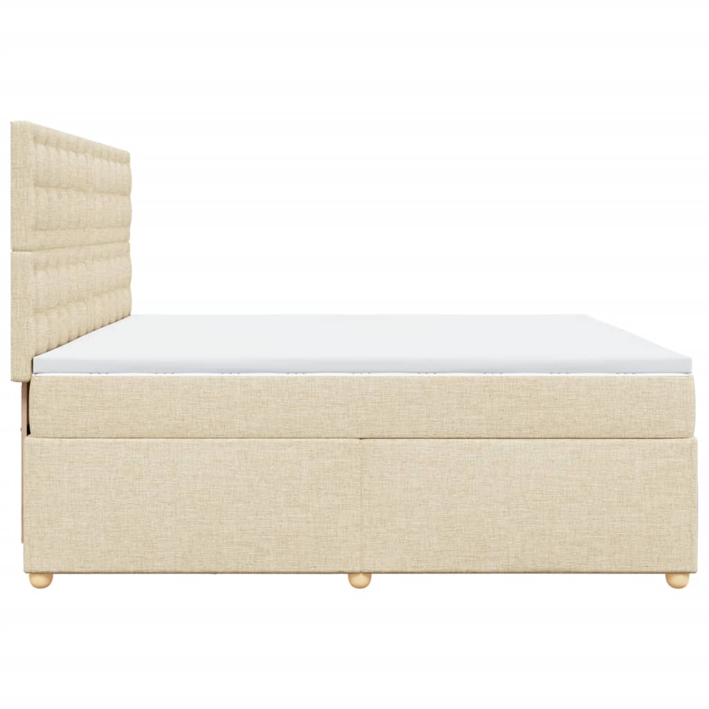 Boxspring met matras stof crèmekleurig 200x200 cm – afbeelding 5