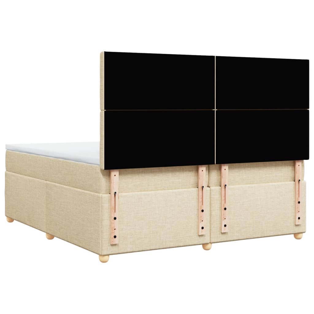 Boxspring met matras stof crèmekleurig 200x200 cm – afbeelding 6