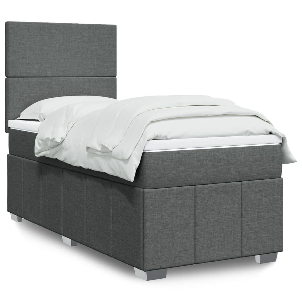 Boxspring met matras stof donkergrijs 80x200 cm – afbeelding 1