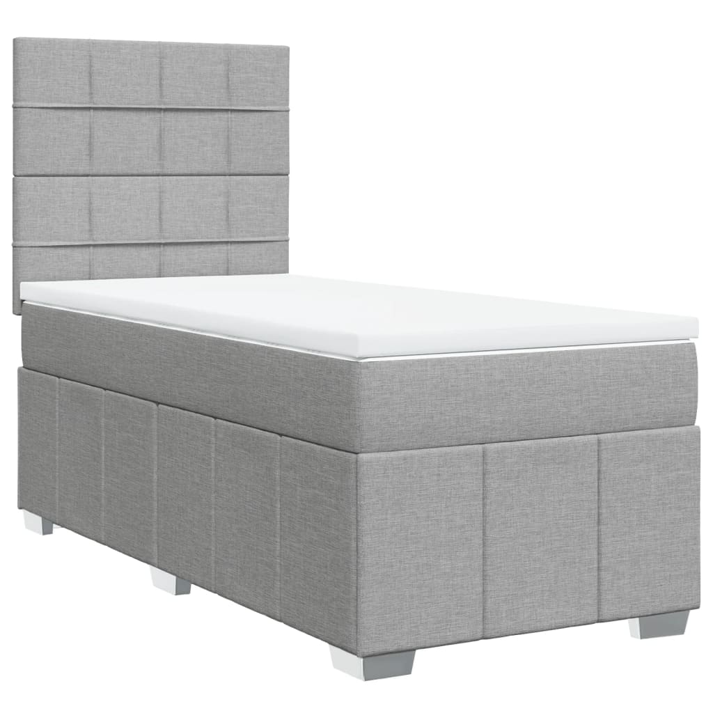 Boxspring met matras stof lichtgrijs 80x200 cm – afbeelding 2