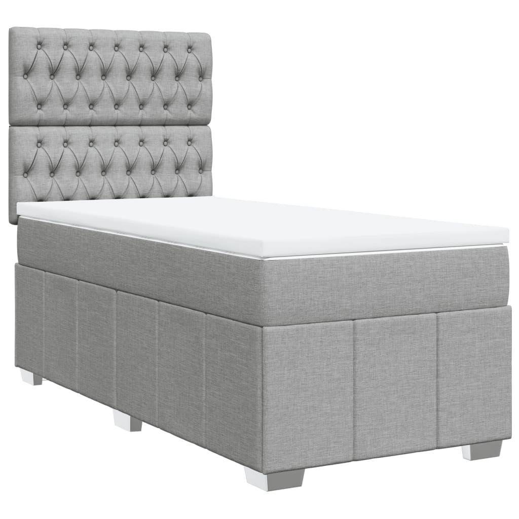 Boxspring met matras stof lichtgrijs 80x200 cm – afbeelding 2