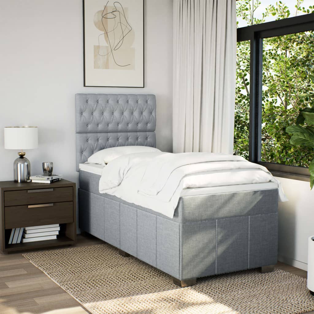 Boxspring met matras stof lichtgrijs 80x200 cm – afbeelding 3