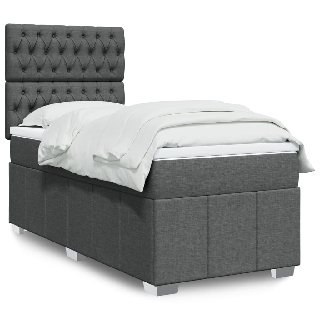 Boxspring met matras stof donkergrijs 80x200 cm – afbeelding 1