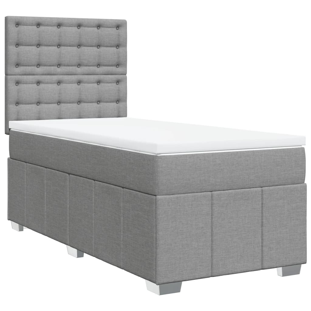 Boxspring met matras stof lichtgrijs 80x200 cm – afbeelding 2