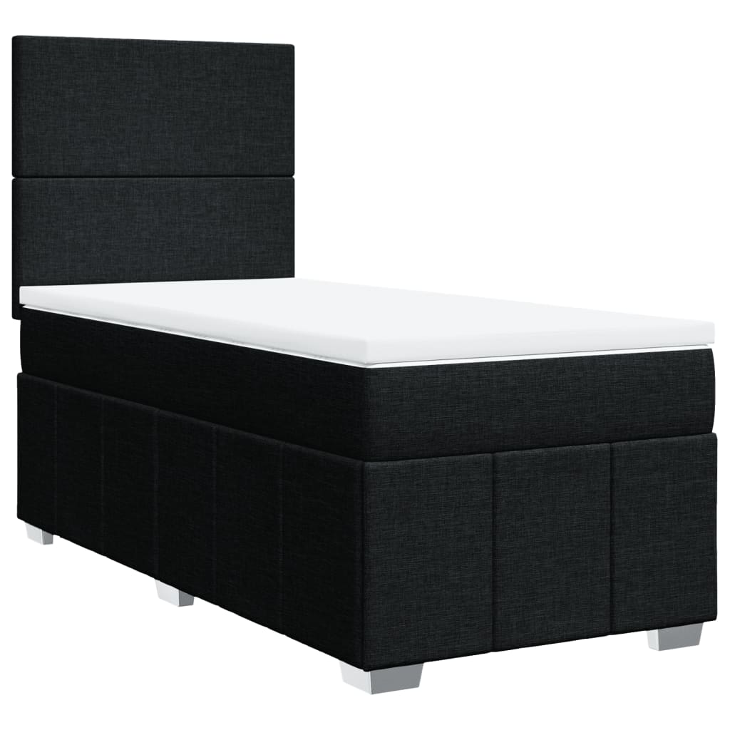 Boxspring met matras stof zwart 90x200 cm – afbeelding 2