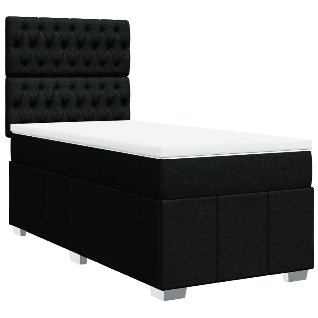 Boxspring met matras stof zwart 90x200 cm – afbeelding 2
