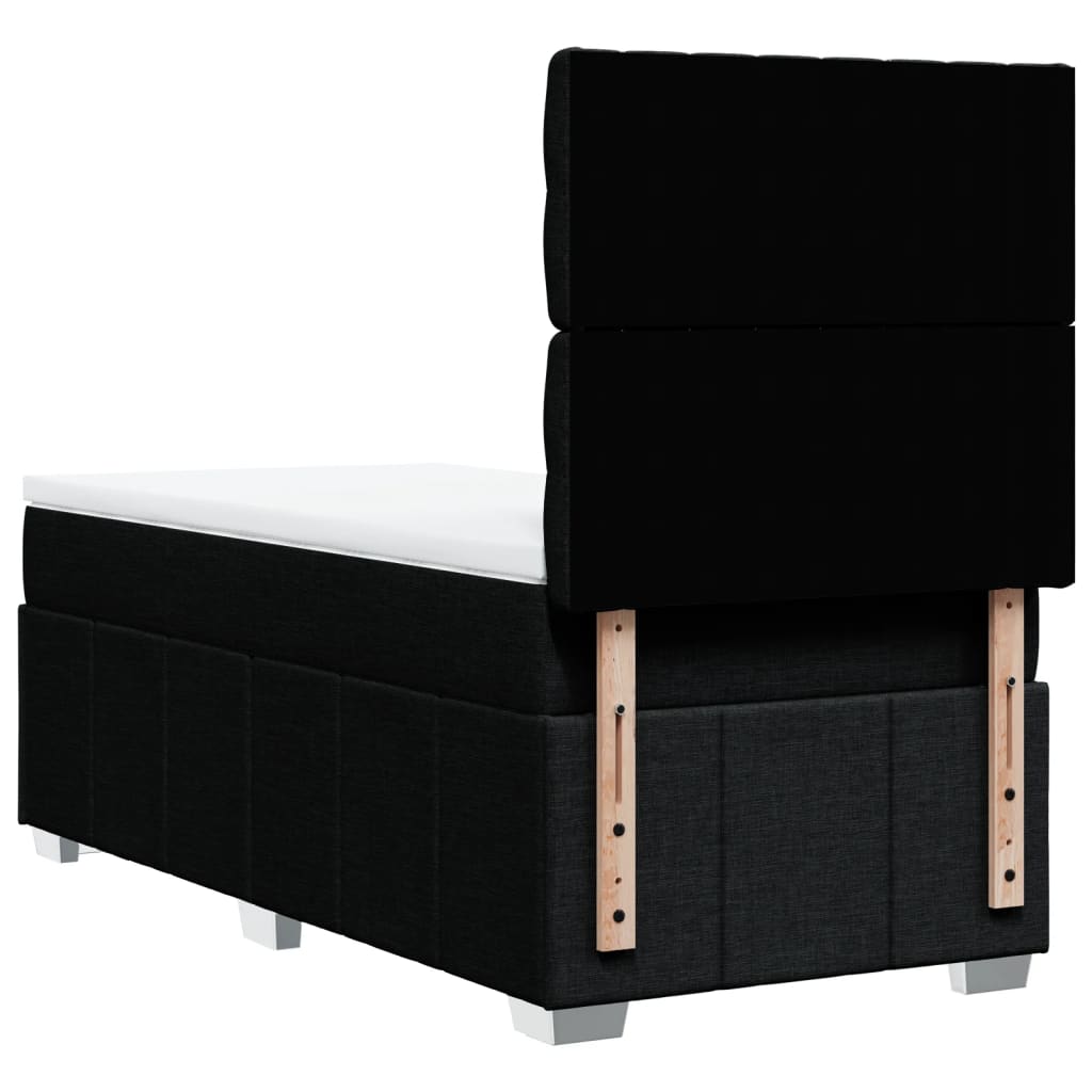 Boxspring met matras stof zwart 90x200 cm – afbeelding 6