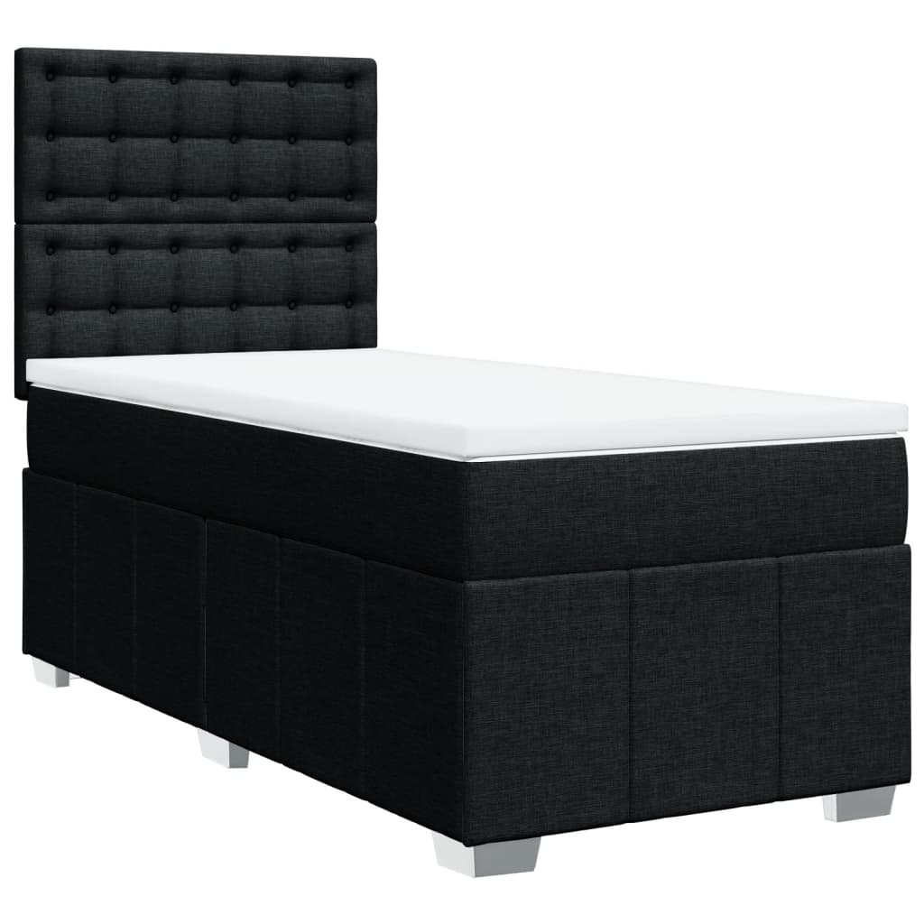 Boxspring met matras stof zwart 90x200 cm – afbeelding 2
